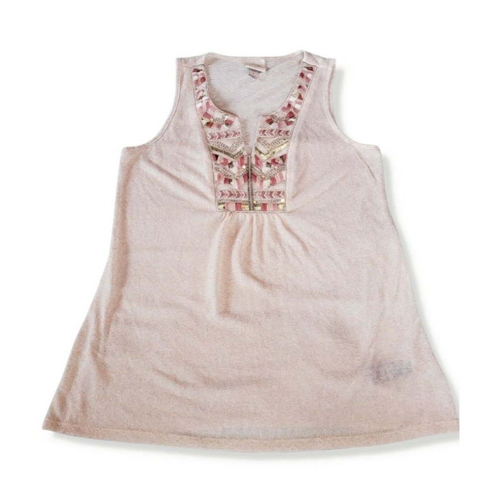 Knox Rose Top Womens Small Pink Sleeveless Embroidered